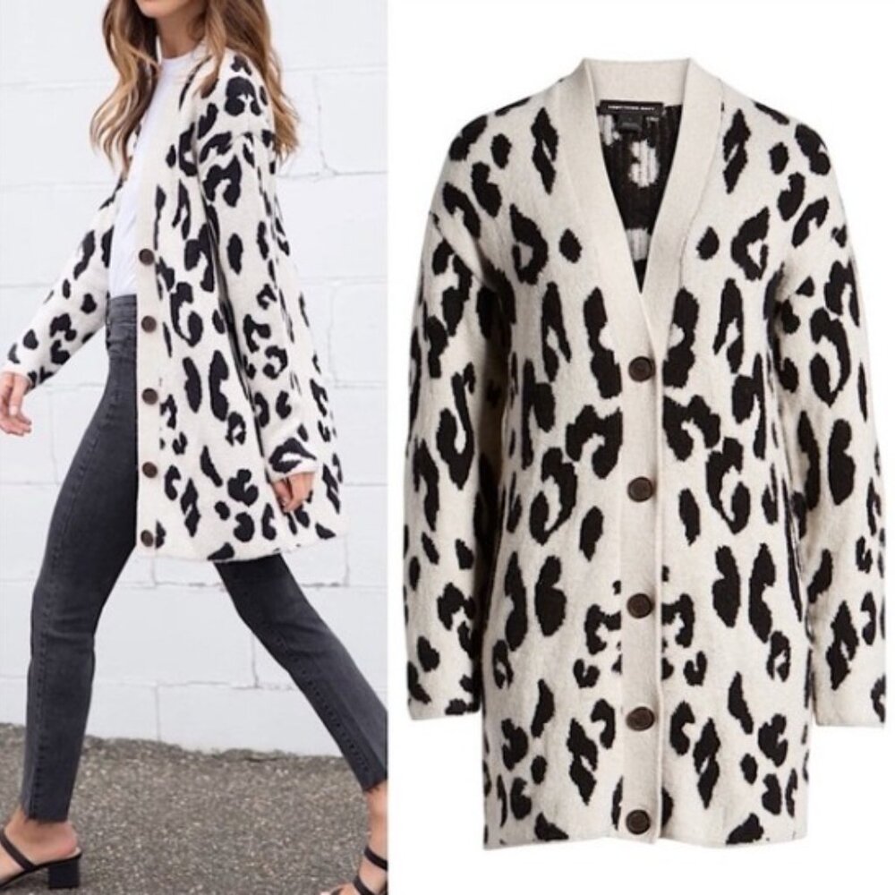 Leopard Print Long Line V-Neck Button Front Cardi… - image 2